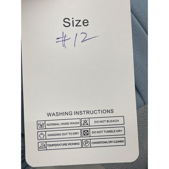 Happy Wedding Blue Pleated Lace-Up Back Bridesmaid Gown Size 12 - Picture 16 of 16